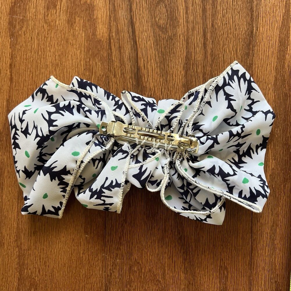 Vintage 80s 90s Hair Bow Lot 3 Ruffled Big Barrettes Preppy Cottagecore Floral - Picture 5 of 10